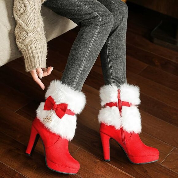 Fur Lined Christmas Ankle Boots